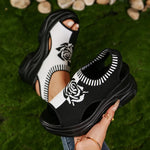 2026 Summer New Knitted Shoes Fairy Fish-mouth Wind Cake Sole High Heel Flying Weave Slope Heel Thick Sole Sports Women's Sandal