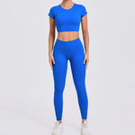 Women's Yoga Sets 2 Piece High Waist Hip Lift Leggings with Cross Back Sports Bra Seamless Workout Clothes Fitness Gym Wear Set