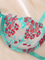 Conjunto de lencería con bordado Floral para mujer, sujetador transparente y ropa interior breve, ropa interior íntima Sexy de s