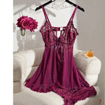 Summer New Lace See Through Nightgown for Women Solid Color Slim Fit Soft V-Neck Long Style Popular Sleepwear Fashionable Dress