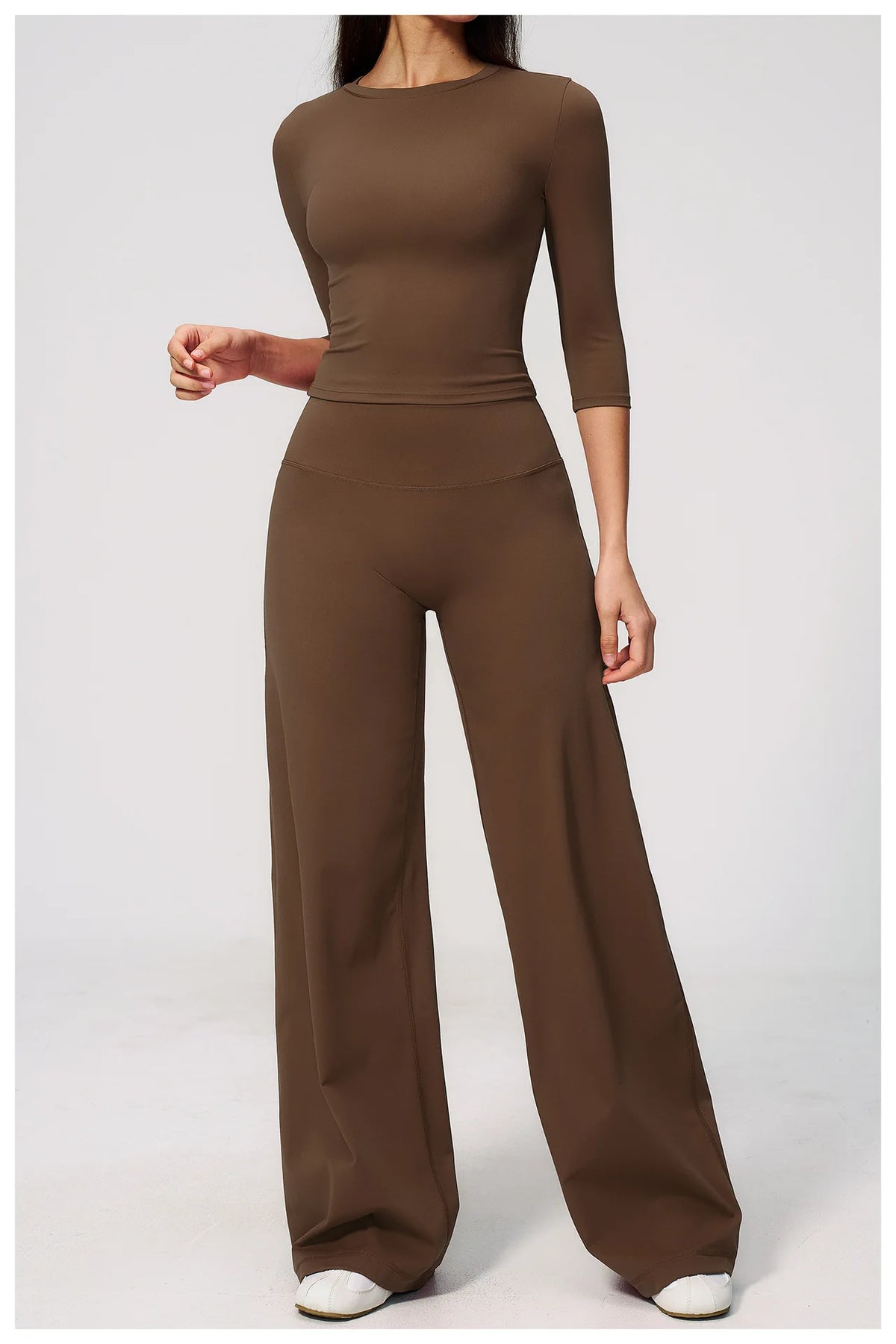 Women Tracksuit Yoga Sets Half Sleeve O Neck Slim Sports T Shirts Fitness Suit Outdoor High Waist Flare Pants Workout Clothes