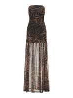 Women’s Tube Top Dress Bohemian Printed Strapless Mesh High Slit Long Dress Summer Evening Party Beach Sexy Club Dresses Summer