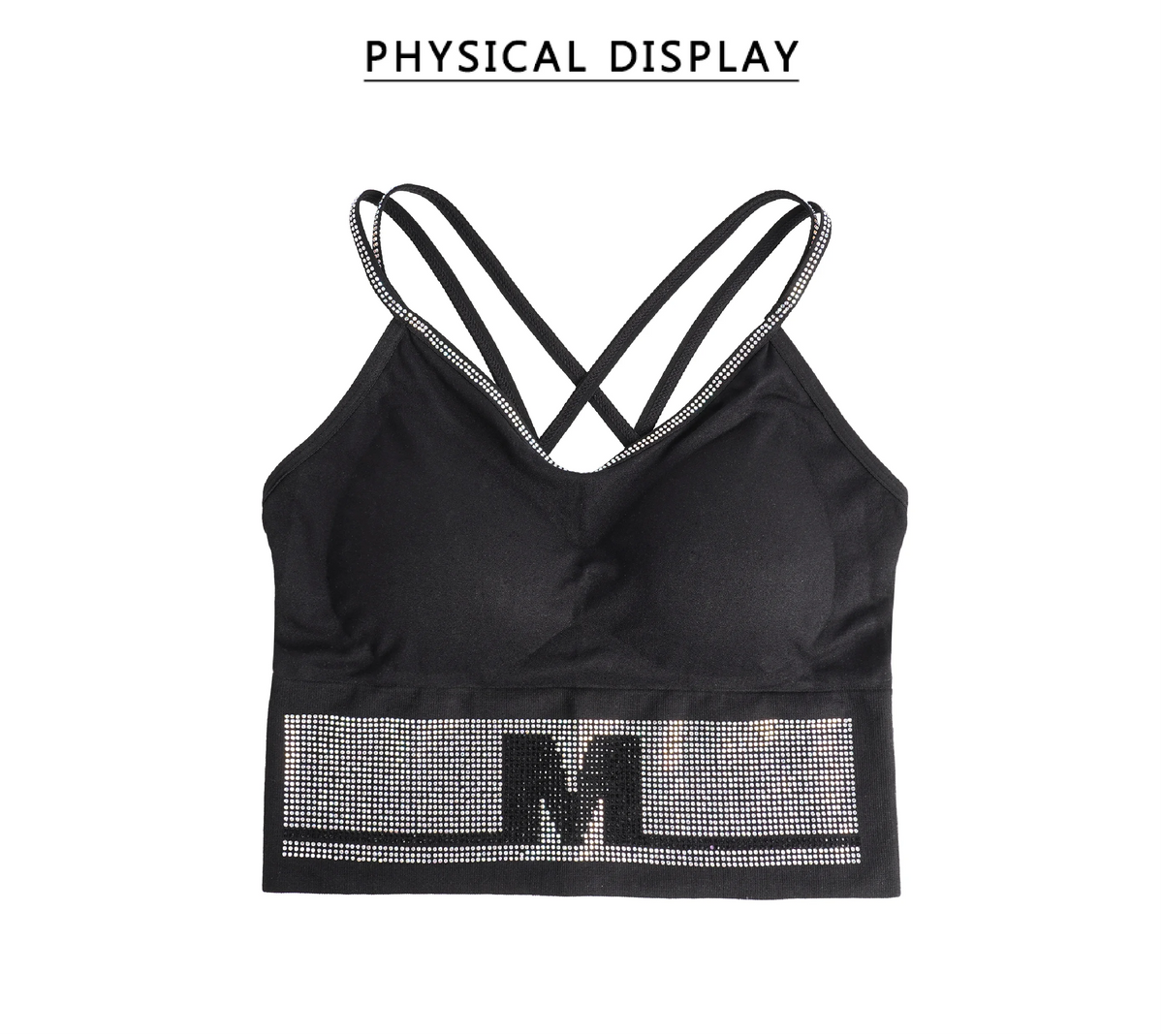 Black Rhinestone Camisole for Women Going Out Sequin Sparkly Top Double Adjustable Straps Clubbing Y2K Cute Tee