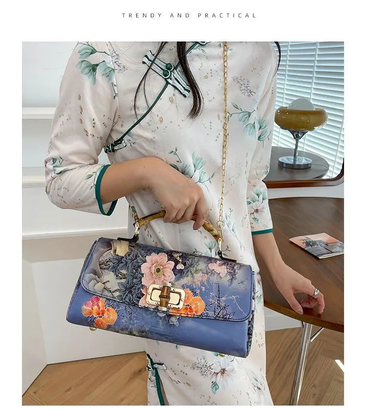 Vintage Bamboo Top Handle Bag Classic Mother Chic Lady Bags Women Shoulder Crossbody Bag Chain Bags Women's Handbags Purses