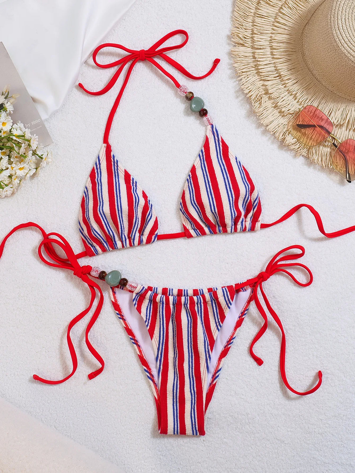 Women's Sexy Push-Up Two-Piece Swimsuit 2026 Bathing Suit Brazilian Beachwear Stripe Bikini Set Swimwear Trendy Mciro Biquini
