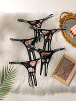 5-piece set of women's sexy embroidered flower underwear with seamless hollow out easy to wash and dry underwear C960