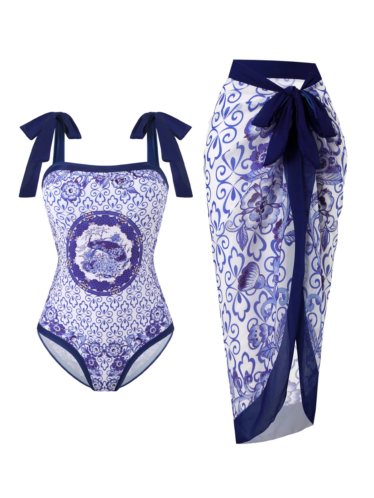 2026 Printed Strappy Swimsuit One Piece & Beach Dress Sexy Swimwear Women Bathing Swimming Swim Suit Female Padded Beachwear