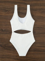 Sexy White One Piece Swimsuit Women New Hollow Out Swimwear 2024 Ribbed Bathing Suit Push Up Monokini Beach Swimming Suit Summer