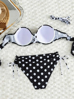 Sexy Black Polka Dot Print Bikini Set 2026 Women Pleate Push Up Drawstring Side High Waist Swimsuit Beach Bathing Suit Swimwear