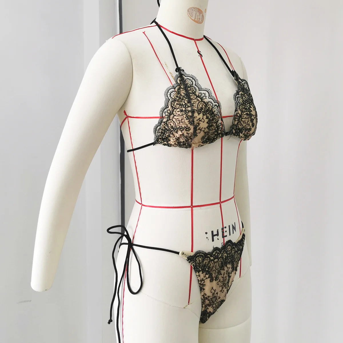 Sexy Black Lace Long Pants 3 Piece Bikini Set Women Push Up Bra Bandage Triangle Swimsuit Beach Bathing Suit Holiday Swimwear