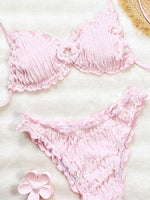 Summer Ruffles High Waist Bikini Set 2026 Women Hollow Out Circle Push Up Bra Two Piece Swimsuit Beach Bathing Suit Swimwear
