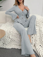 Autumn Winter Pajamas Sets for Women Sleepwear Two Pieces Sexy V Neck Long Sleeve Tops and Trousers Set Loungewear Home Clothes