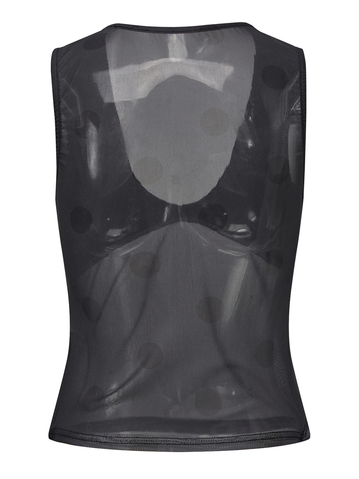 Summer Women Dots See-through Mesh Tank Tops V-neck Slim Fit Vest Fashion Club Sleeveless Shirts Streetwear
