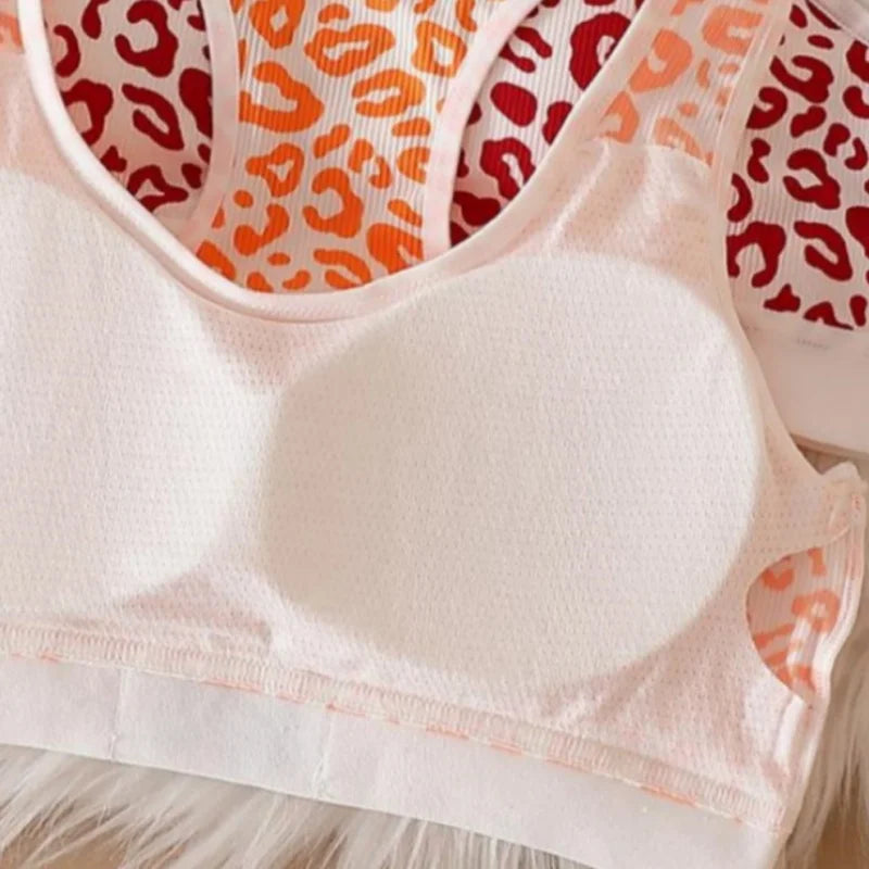 Seamless Bra Set Women Leopard Y-Shape Wireless Bra Low Waist Panties Sexy Lingerie Sport Brassiere Female Underwear Set