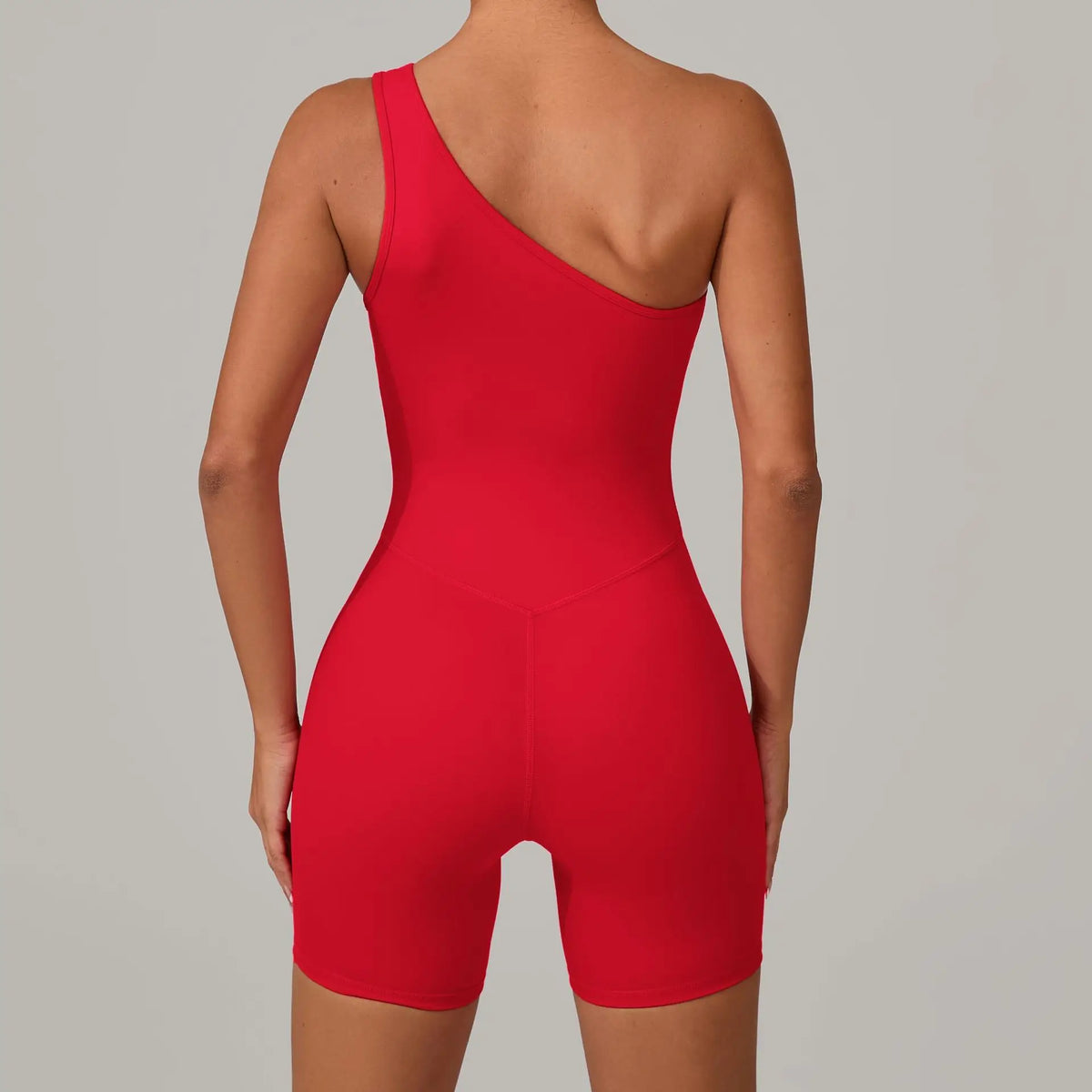 Summer One Shoulder Yoga Short Jumpsuit Women Sexy Cut Out Backless Scrunch Booty One Piece Suit Gym Workout Fitness Clothes