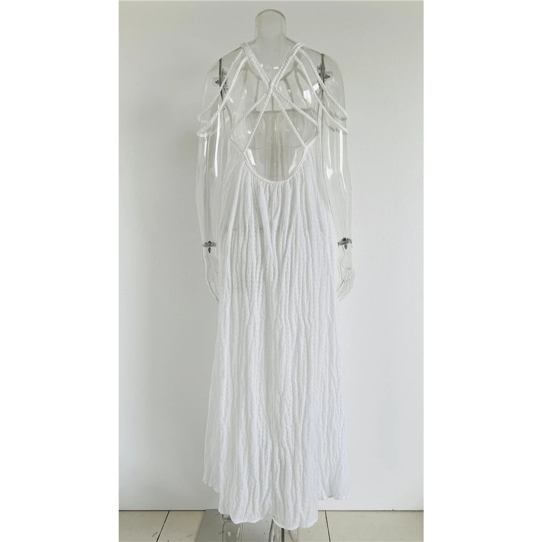 5 Colors Hollow Out Backless Crochet Knitted Tunic Beach Cover Up Cover-ups Beach Dress Beach Wear Beachwear Female Women V5429