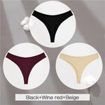 3Pcs/Set Women Cotton G-String Panties Female Low Rise Thongs Ladies Sexy Bikini 7 Solid Color Girl Soft M-XL Intimates Lingerie