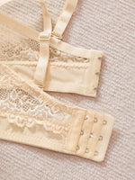 3PCS Women Demi Cup Lace Bra Detachable Straps Underwire Push Up Brassiere Sexy Stylish Strapless Lingerie