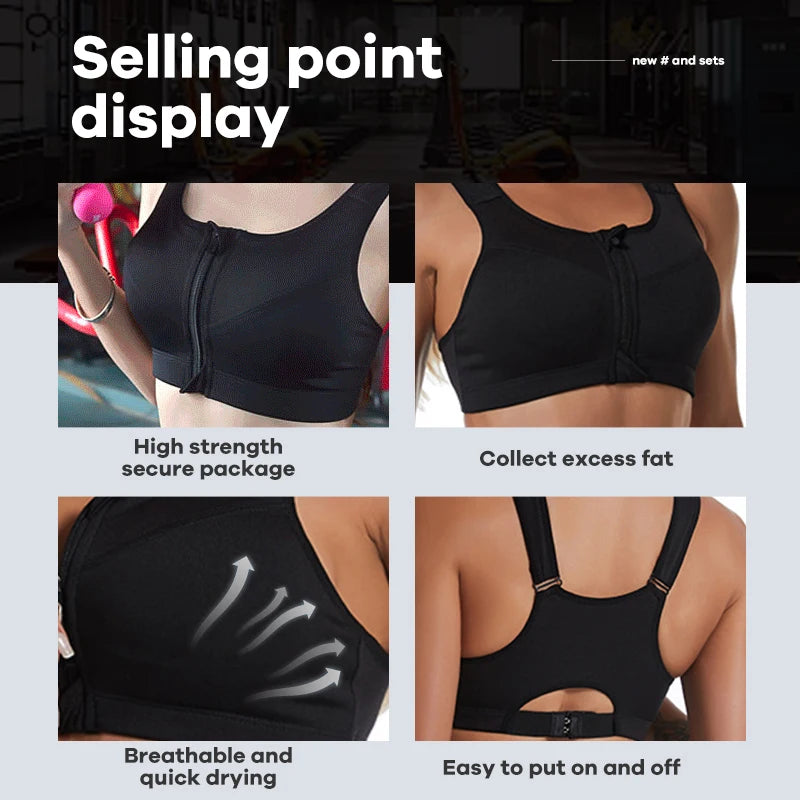 CZGUKES-2XL Popular Sports Top Yoga Bra Women's Shockproof Sports Shirt Sports Bra Front Zipper Women's Push Up Bra Sportswear