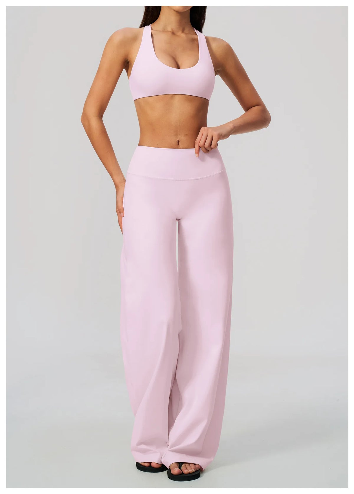 Summer 2 Piece Yoga Sets Women Tight Back Cross Sports Bra High Waist Peach Hip Wide Leg Pants Gym Running Fitness Workout Suits