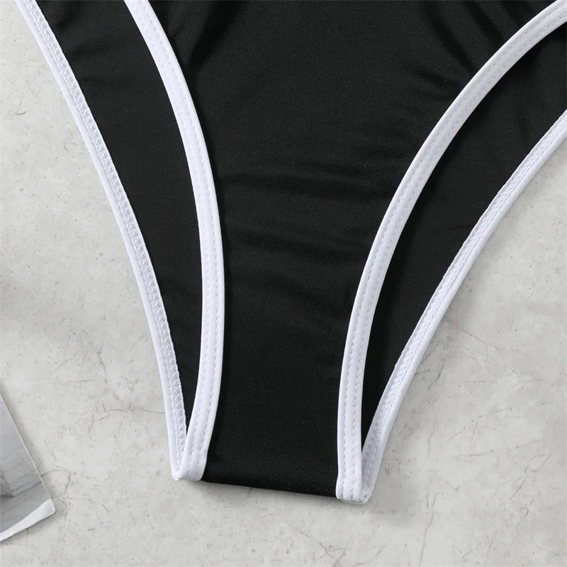 Contrast Binding Bandeau Bikinis 2024 Women Sexy Thong Swimsuit Push Up Swimwear Female Bathing Suit Swimming Summer Beachwear