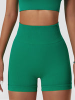 High-waisted Yoga Pant For Women, Designed To Lift And Shape, Tight-fitting With Solid Color And Ribbed Texture, Sports Shorts