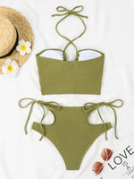 2026 Sexy High Wasited Swimsuit Women Solid Bikini Hollow Out Cross Swimwear Female Bathers Bathing Swimming Swim Suit Beachwear