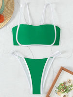 Splicing Mini Micro Thong Bikini Female Swimsuit Women Bandeau Swimwear Two-pieces Bikini Set Brazilian Bather Bathing Suit Swim