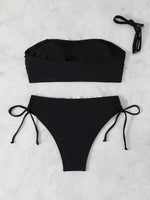 Contrast Binding Bandeau Bikinis 2026 Women Sexy Swimsuit Solid Padded Swimwear Female Bathing Suit Swimming Summer Beachwear