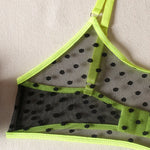 2026 Lingerie Set Polka Dot Sexy Women Underwear See Through Bra and Panty Set Intimate fluorescent Green 2 Piece Sexy Outfits