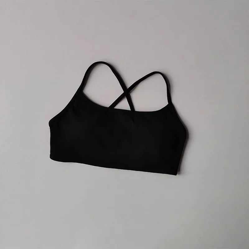 Women's Sexy Cross Backless Yoga Sports Bra Quick Drying Skin Friendly Nude Fitness Bra for Active Wear
