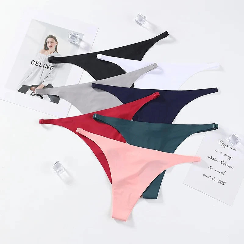 2024 Seamless Panties Ice Silk Seamless Panties For Women Soft Thin Thongs Woman Satin Underwear Female Bikini String Panties