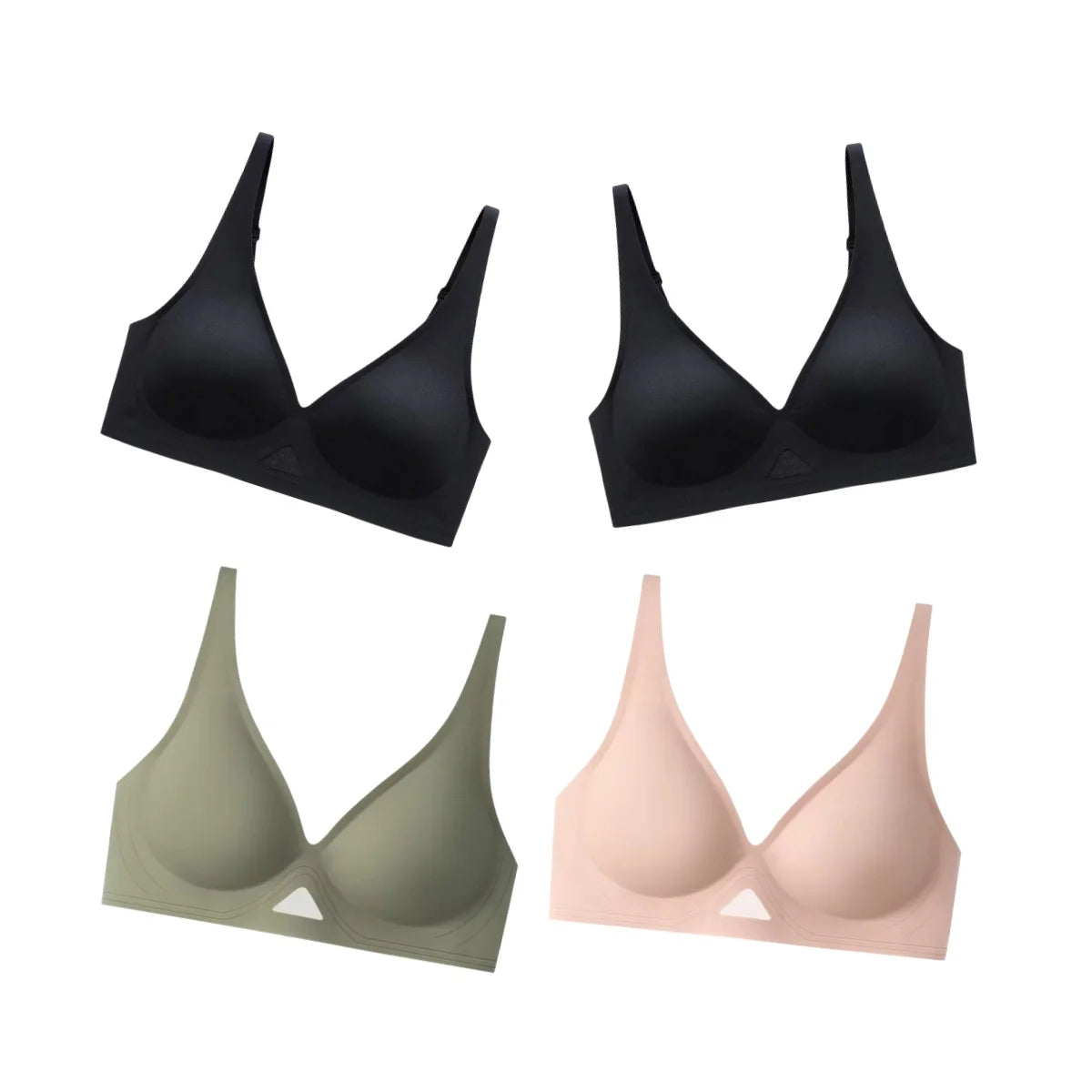 4Pcs/Set Seamless Bras For Women Non-wire Bra Push Up Deep V Underwear Female Invisible Padded Brasiere Sexy Lingerie