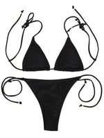 2025 Ribbed Micro Tiny Bikini Women Bandage String Swimsuit Female Swimwear Two Pieces Bikini Set Brazilian Bathing Suit Swim
