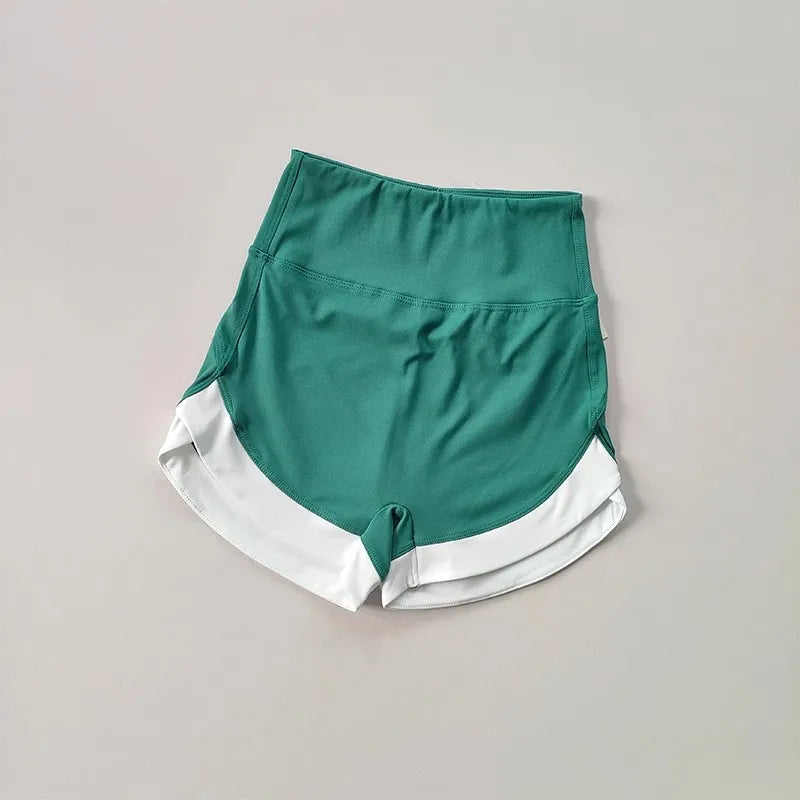 High Waist Women's Yoga Fitness Shorts Breathable Casual Pants Lifting Buttocks Contrasting Color Buttocks Yoga Pants