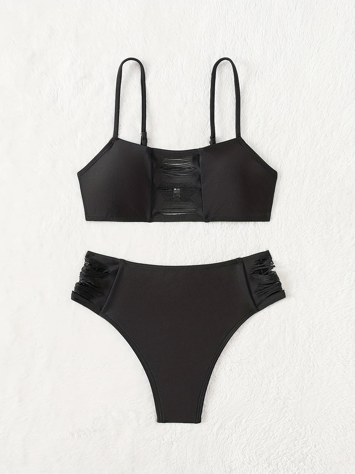 ZTVitality Black Sexy Push Up Bikini Set 2025 New Arrival Padded Mid Waist Hollow Out Swimsuit Women's Swimwear Summer Beachwear