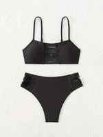 ZTVitality Black Sexy Push Up Bikini Set 2025 New Arrival Padded Mid Waist Hollow Out Swimsuit Women's Swimwear Summer Beachwear