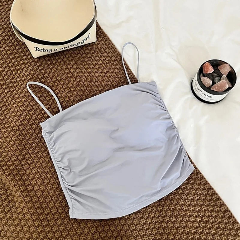 Ice Silk Tops Women Tank Tops Seamless Underwear Non-wire Bra With Pads Sexy Lingerie Female Summer Camisole