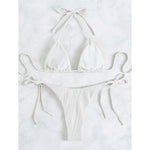 Sexy Wrinkled Halter Brazilian Bikini Female Swimsuit Women Swimwear Two-Pieces Bikini Set Bather Bathing Suit Swim Lady V4101