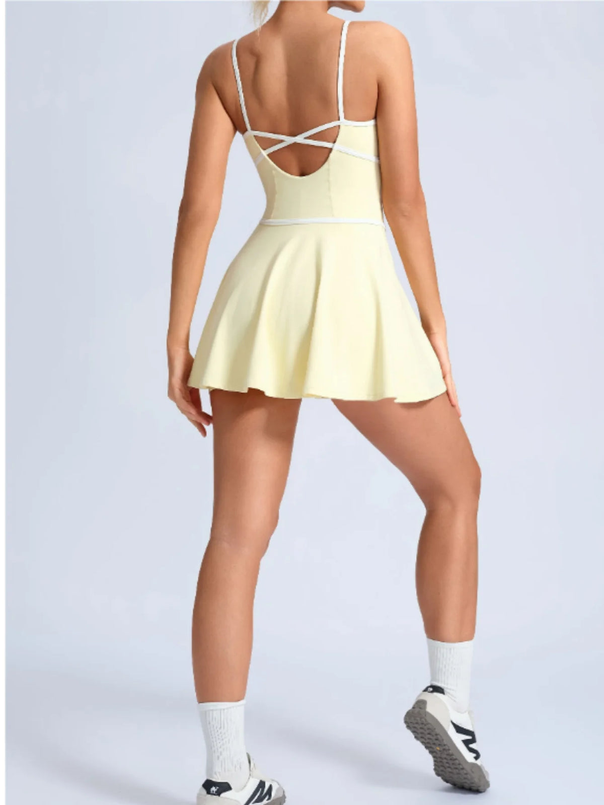 Summer Color Blocking Tennis Dresses Women Thin Shoulder Strap Slim Workout Golf Skirts Outwear Gym Running Pleate Dress