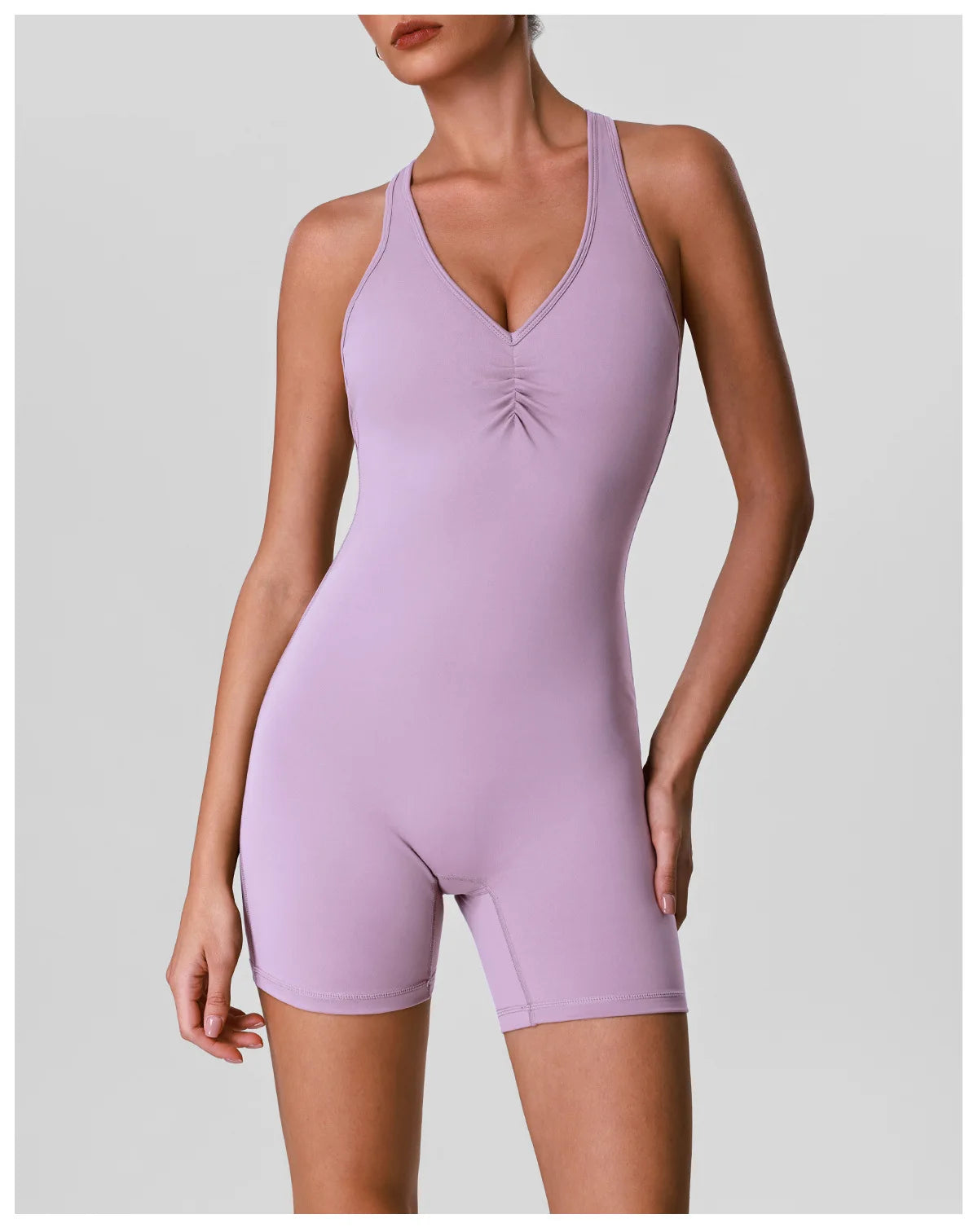 Cross Back V-neck Short Yoga Jumpsuit Women Quick Drying Solid Sleeveless Sports One Piece Suit Outdoor Recreation Bodysuits