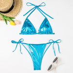 Shiny Swimwear Women Halter Bathers Bling Sequin Bikini Set Cut Out Push Up Padded Bathing Suit Thong Swimwear Glitter Biquini