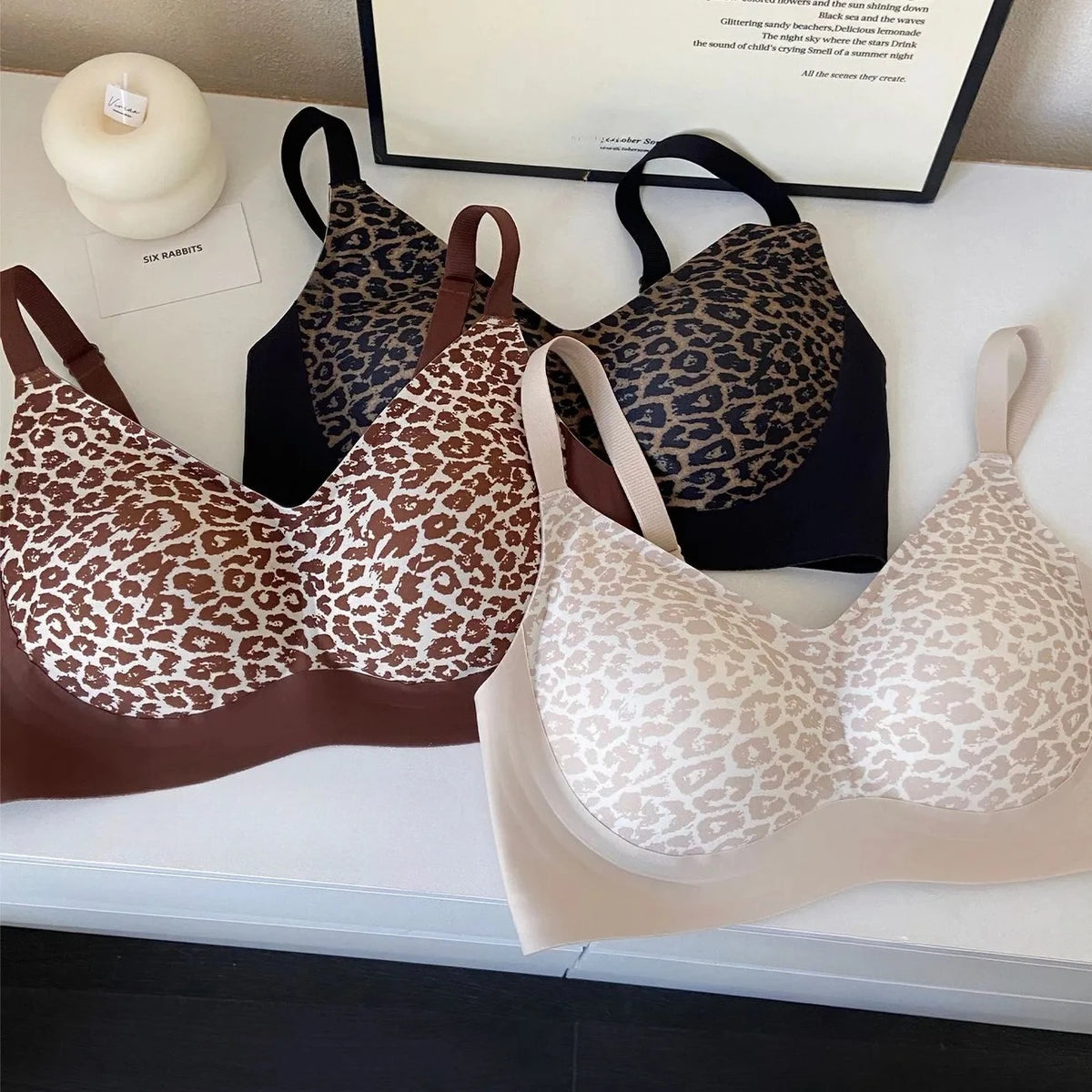 Fashion Leopard Bra Seamless Push Up Design Wireless Lightweight Comfort for Women Small Chest Enhancement Underwear