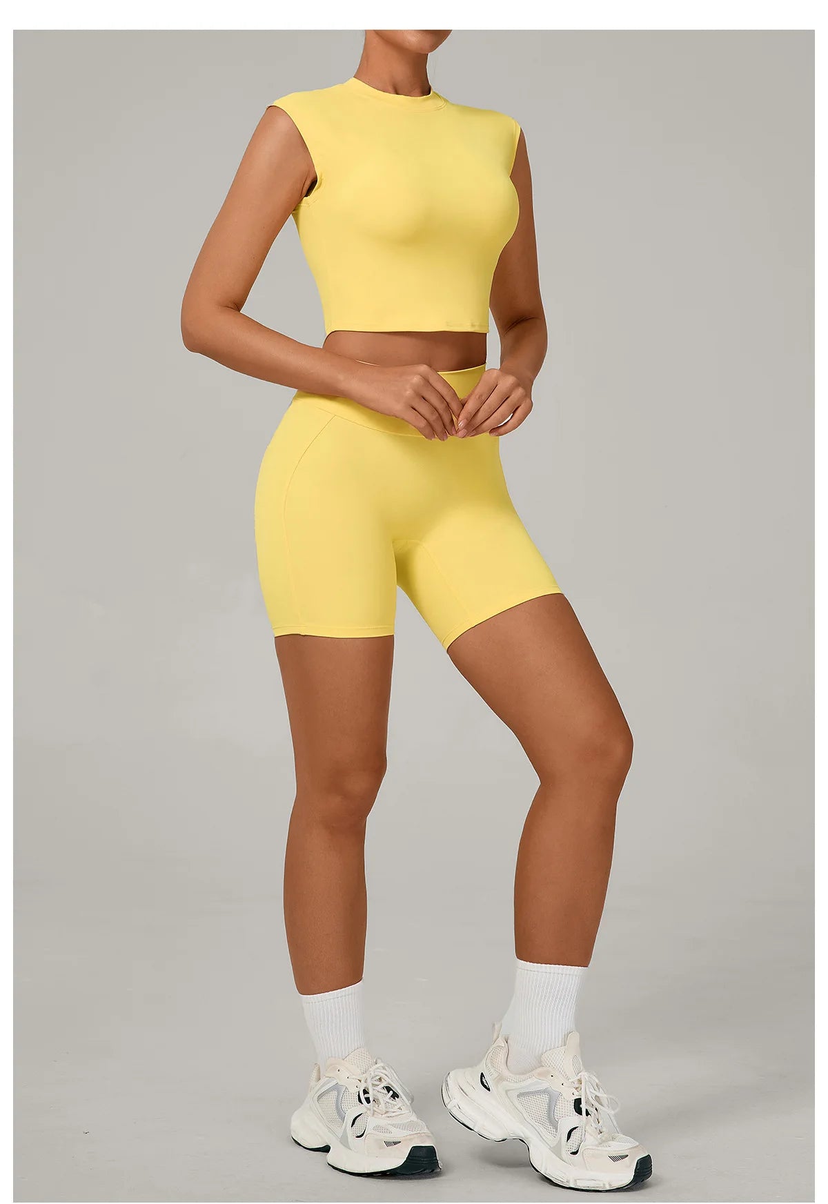 Naked Yoga Sets Women Quick Drying Slim Sports Shirt Fitness Suit Outdoors Sport High Waist Shorts Tight Running Workout Clothes