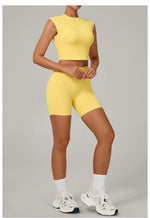 Naked Yoga Sets Women Quick Drying Slim Sports Shirt Fitness Suit Outdoors Sport High Waist Shorts Tight Running Workout Clothes