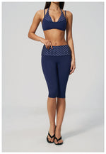 Summer Polka Dot Yoga Sets Women Hanging Neck Shockproof Sports Bra Fitness Suit Folding High Waist Mid Pants Gym Tracksuit