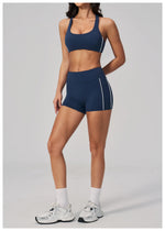Quick Drying Shaved Tight Yoga Suit for Women Color Contrast Slim Sports Bra High Waist Shorts Running Fitness Suits Tracksuit