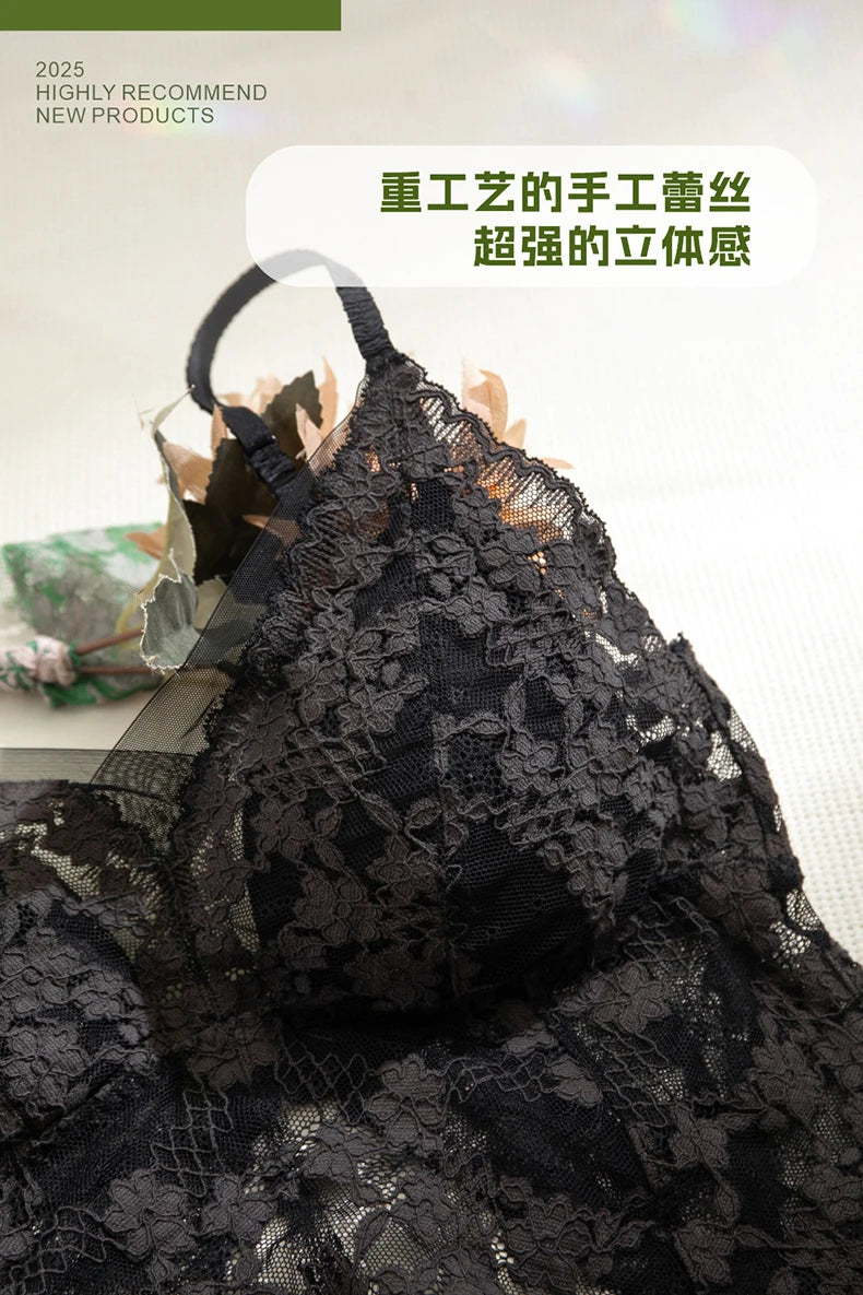 Summer French Lace Halter Bra Set Pure Sensual Beachwear Lightweight Mesh Bralette Backless Wirefree Comfort AU MOYISU Sexy Bra
