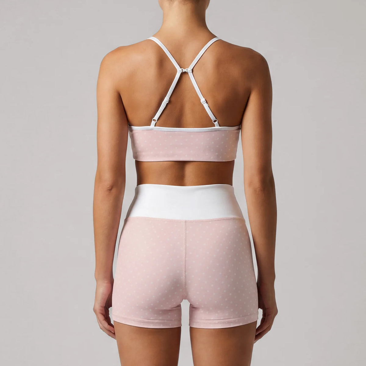 Summer Pink Wave Point Yoga Sets for Women Slim Sports Tank Top Gym Outfits Outerwear High Waist Shorts Training Fitness Suits