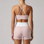 Summer Pink Wave Point Yoga Sets for Women Slim Sports Tank Top Gym Outfits Outerwear High Waist Shorts Training Fitness Suits